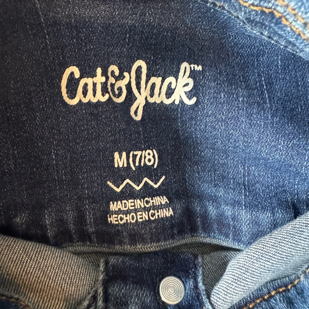 Cat & Jack Girls Denim Jean Jacket Medium 7/8 – Classic Blue Button Up Outerwear - Picture 3 of 6